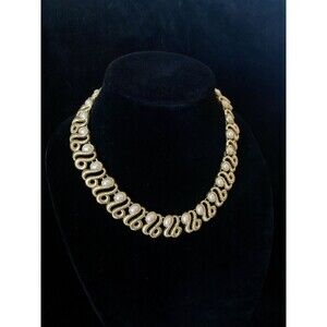 Signed Monet Vintage Gold Tone with Faux Pearl Cabochons Necklace